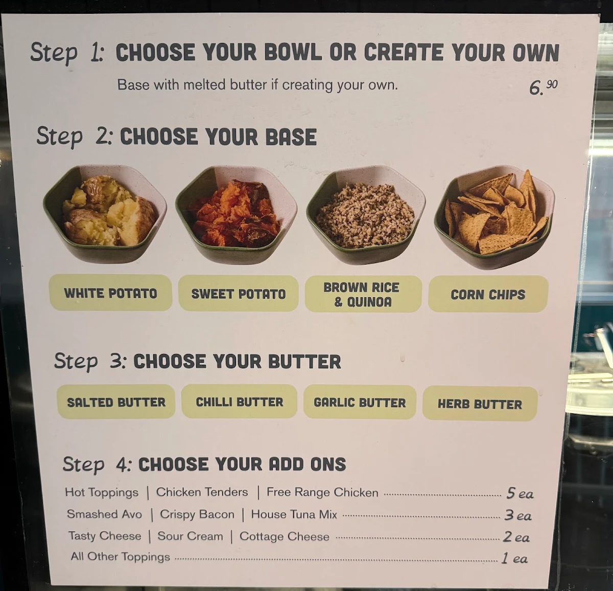 Menu, SpudBAR South Yarra