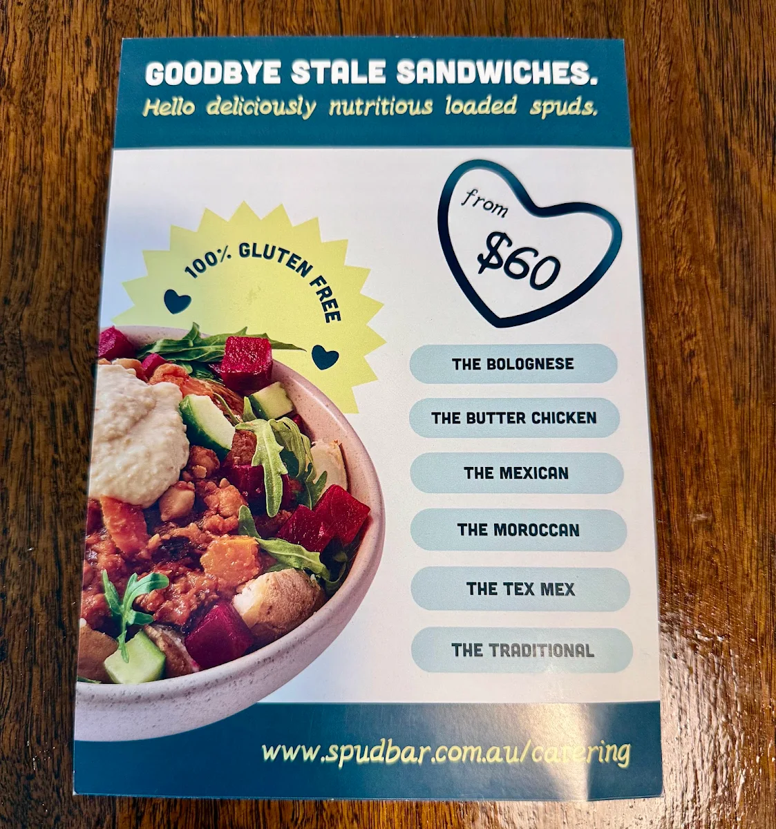 Menu, SpudBAR South Yarra