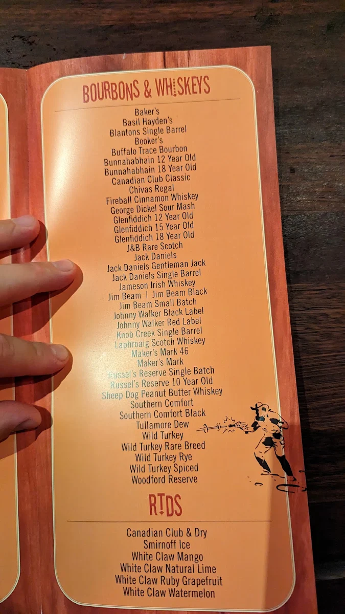 Menu, Mustang Bar