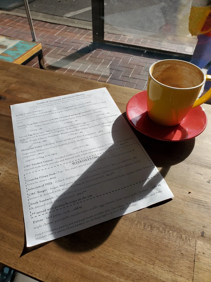 Menu, Coffee & Croissant - Jin's Coffee Hutt