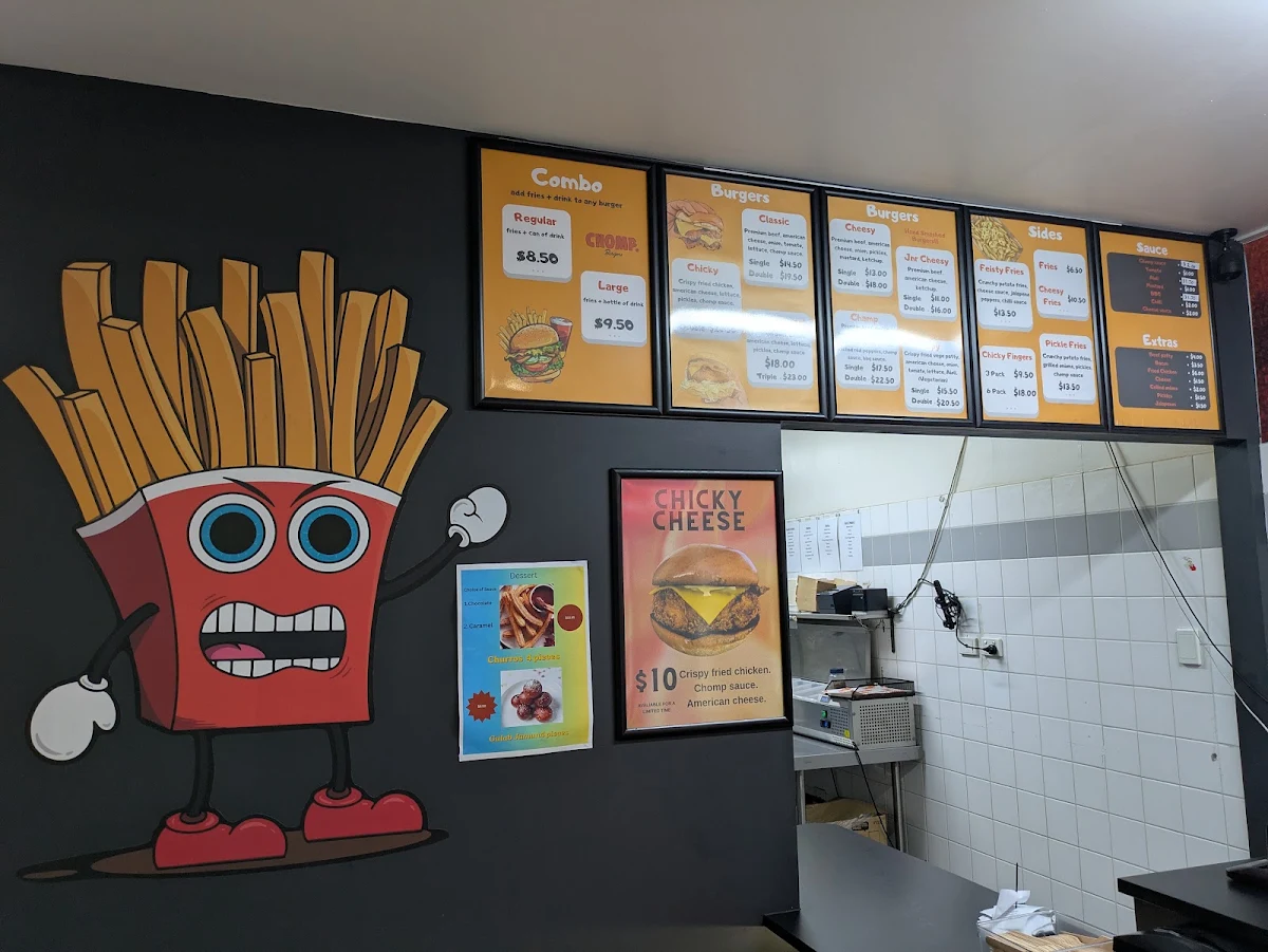 Menu, Chomp Burgers