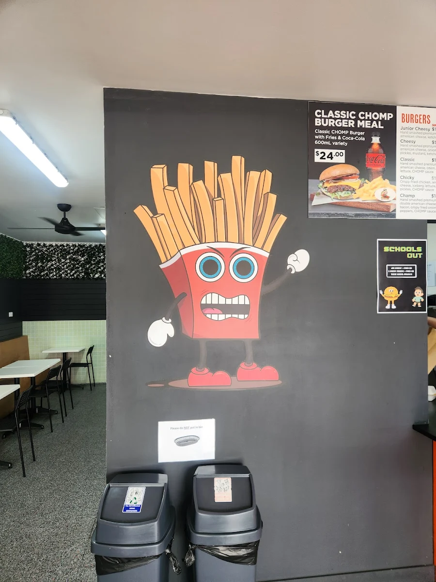Menu, Chomp Burgers