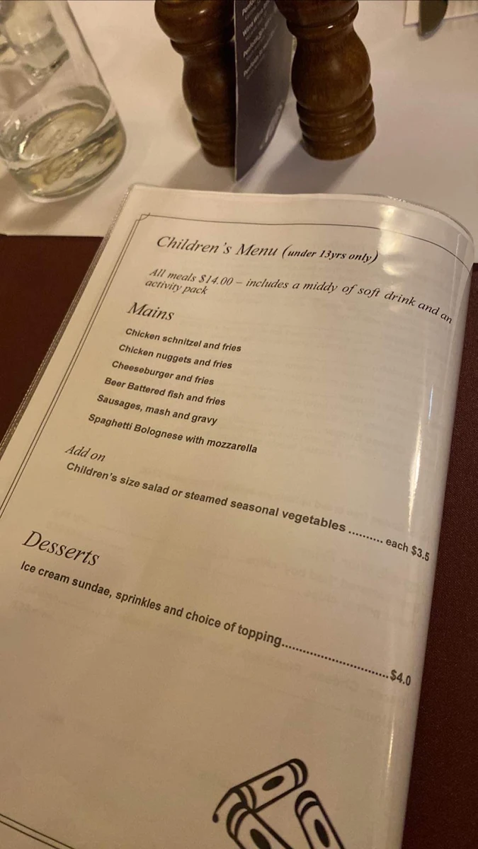 Menu, Alpine Restaurant