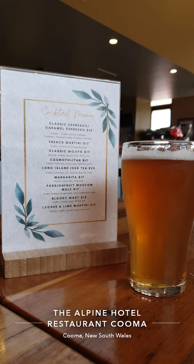 Menu, Alpine Restaurant