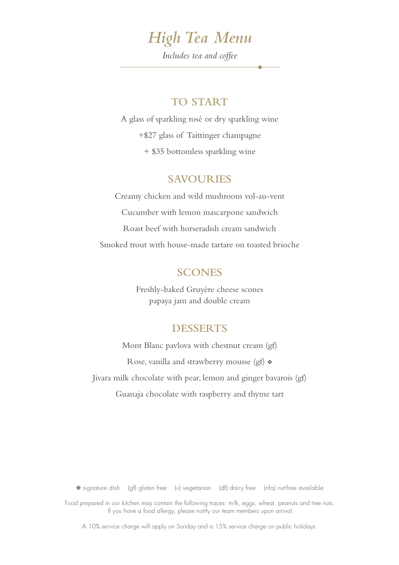 Menu, The Tea Lounge