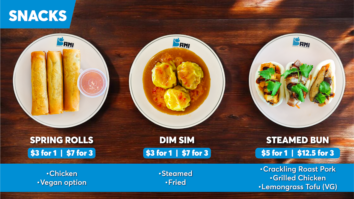 Menu, Bami Doncaster