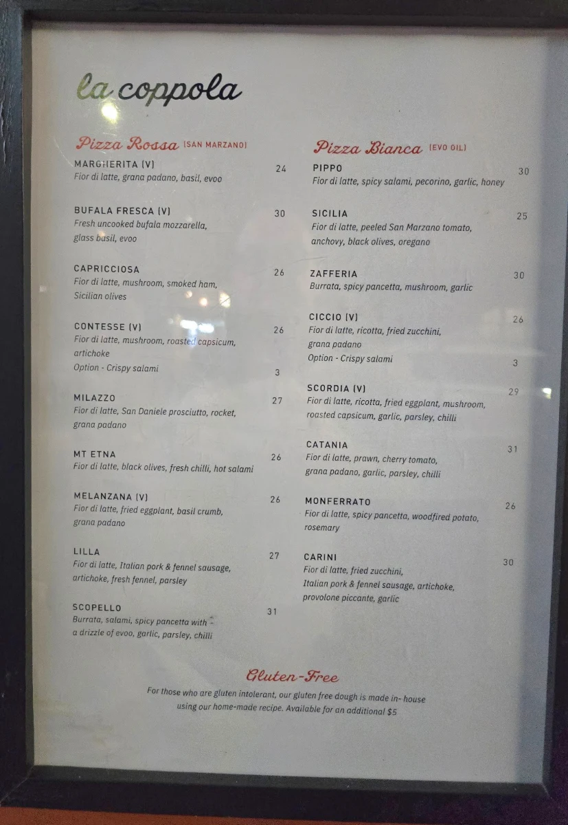 Menu, La Coppola