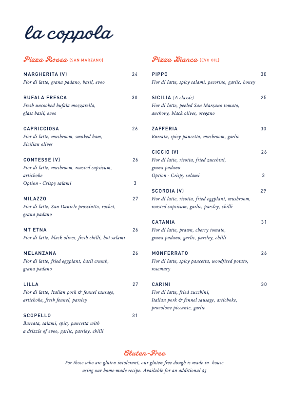 Menu, La Coppola