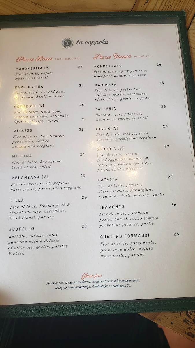 Menu, La Coppola