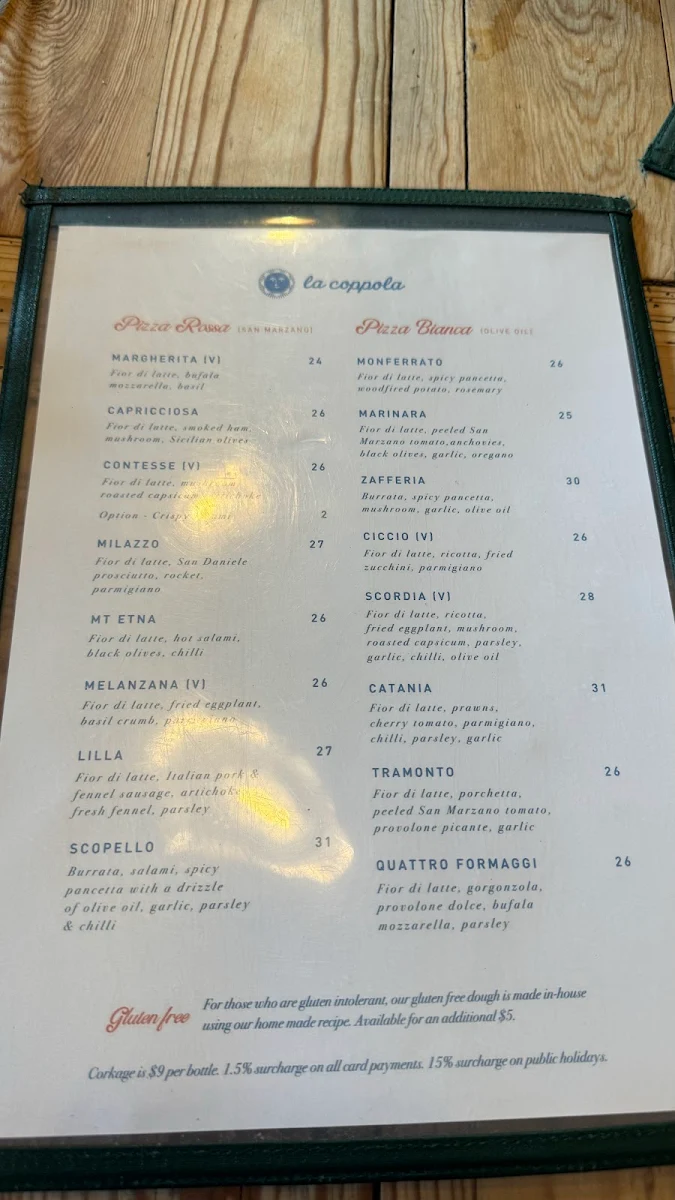 Menu, La Coppola