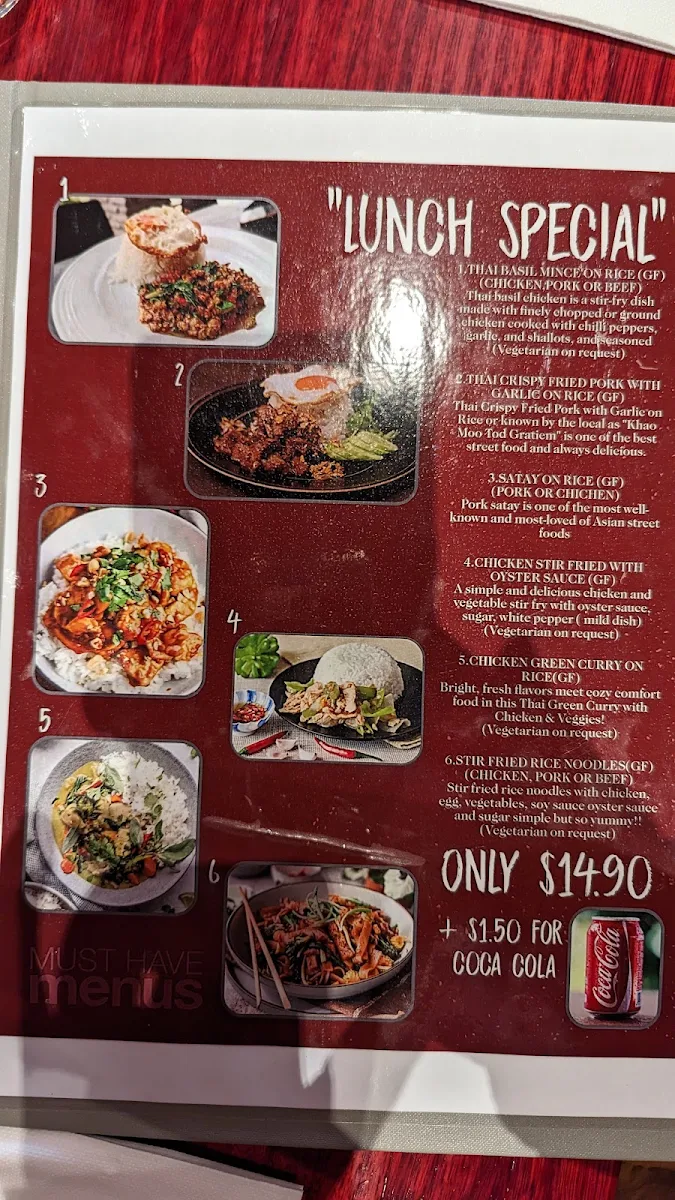 Menu, Time 4 Thai