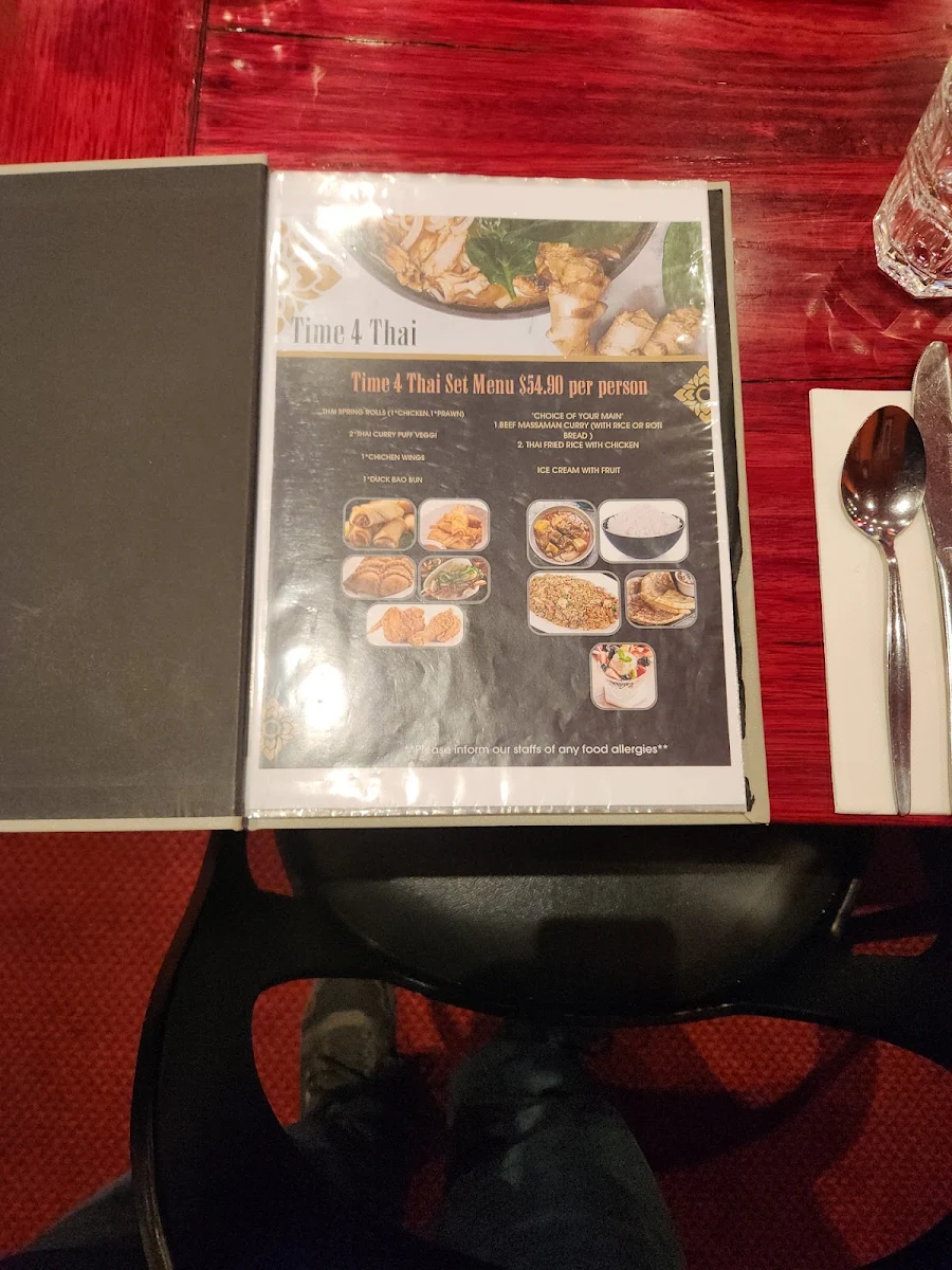 Menu, Time 4 Thai