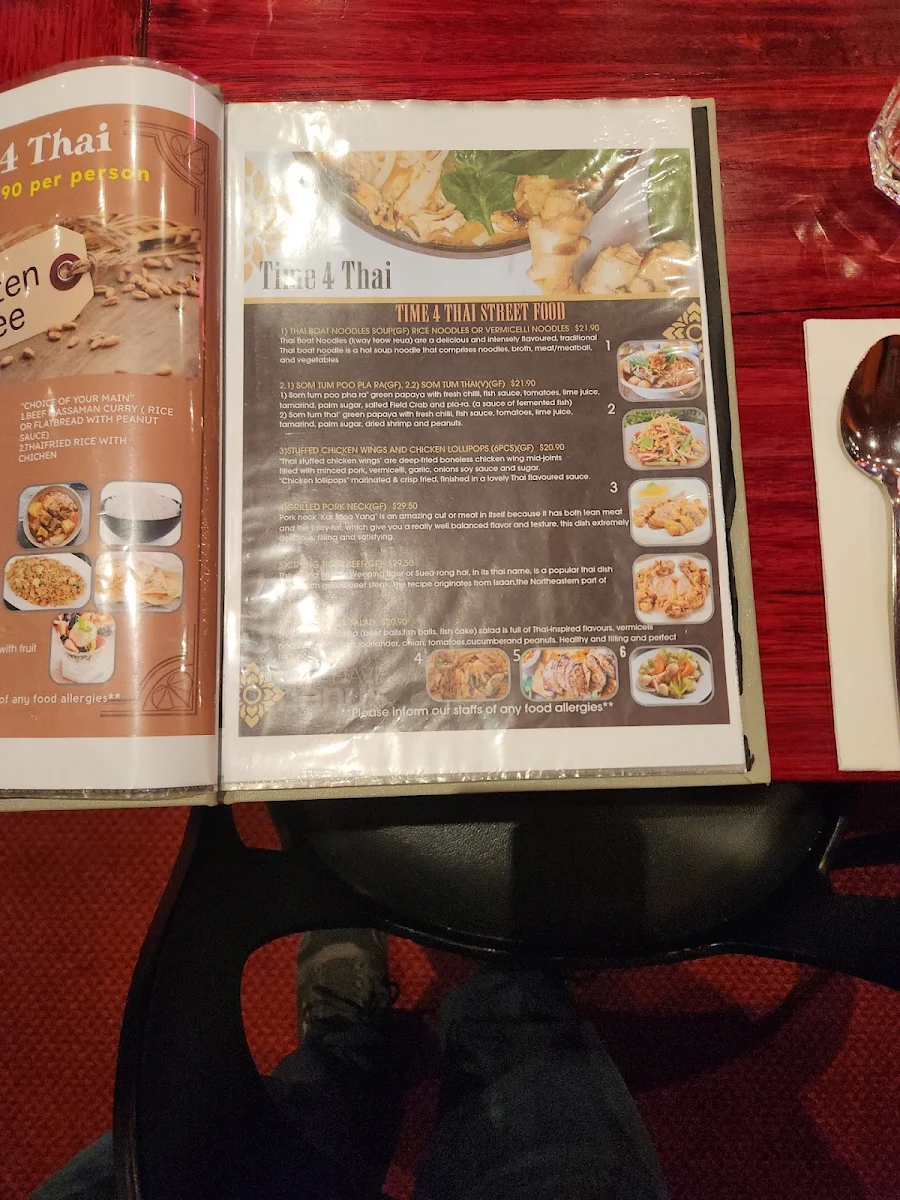 Menu, Time 4 Thai