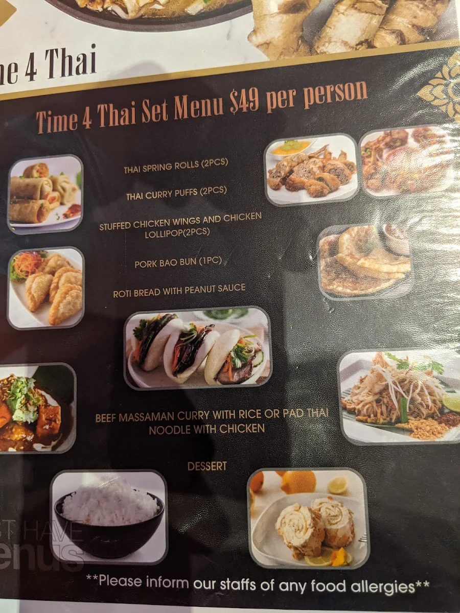 Menu, Time 4 Thai