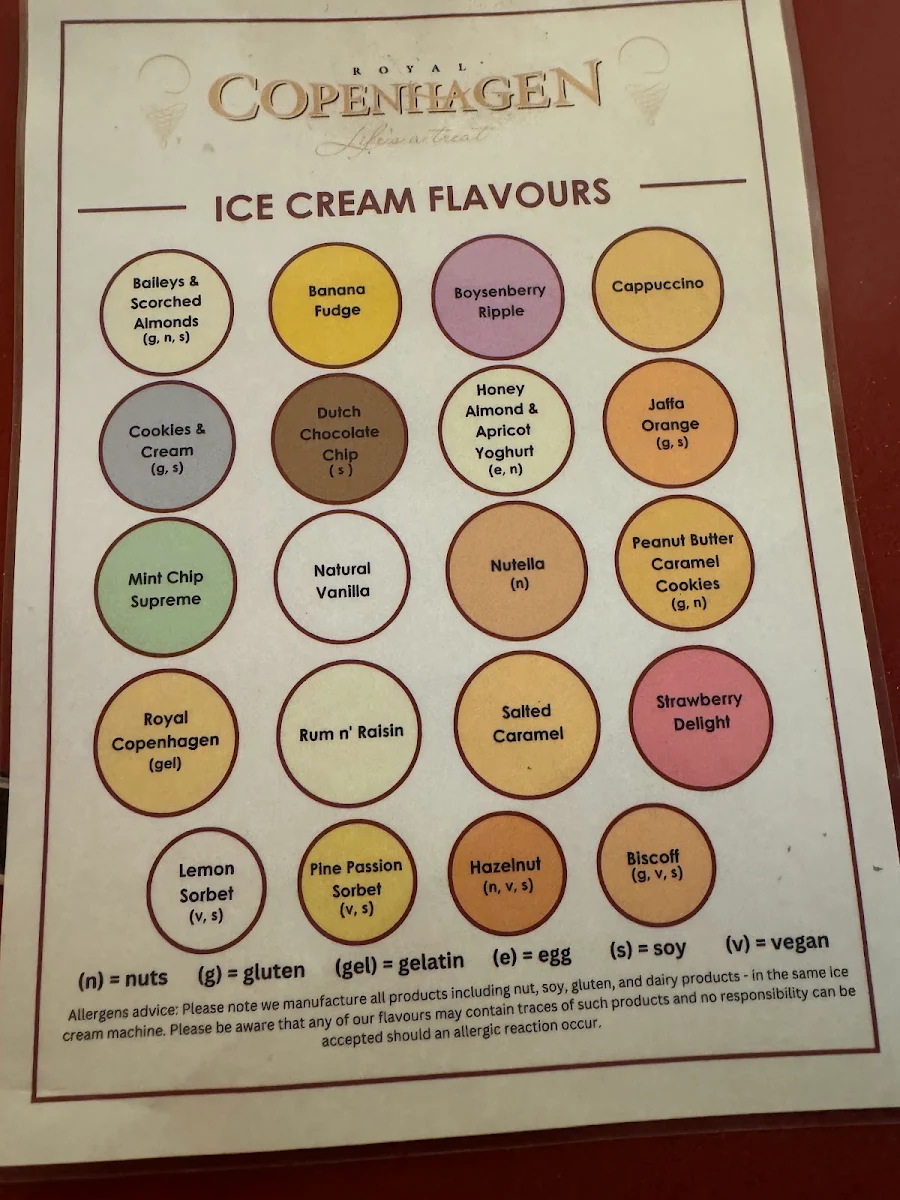 Menu, Royal Copenhagen Henley Beach