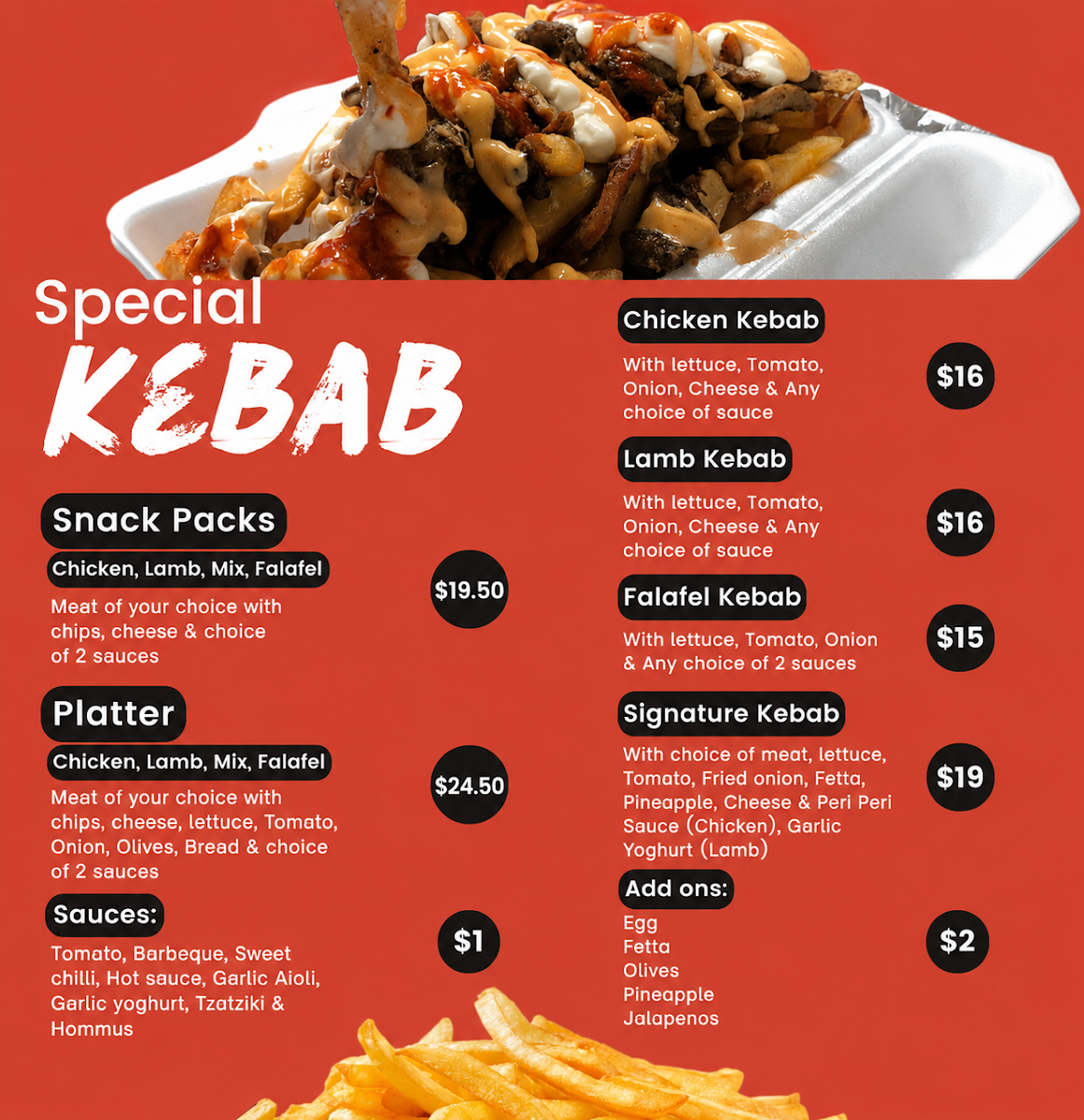 Menu, Xpress eats