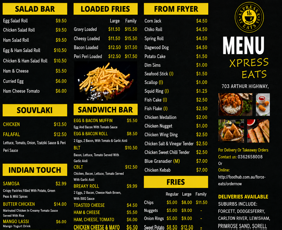Menu, Xpress eats