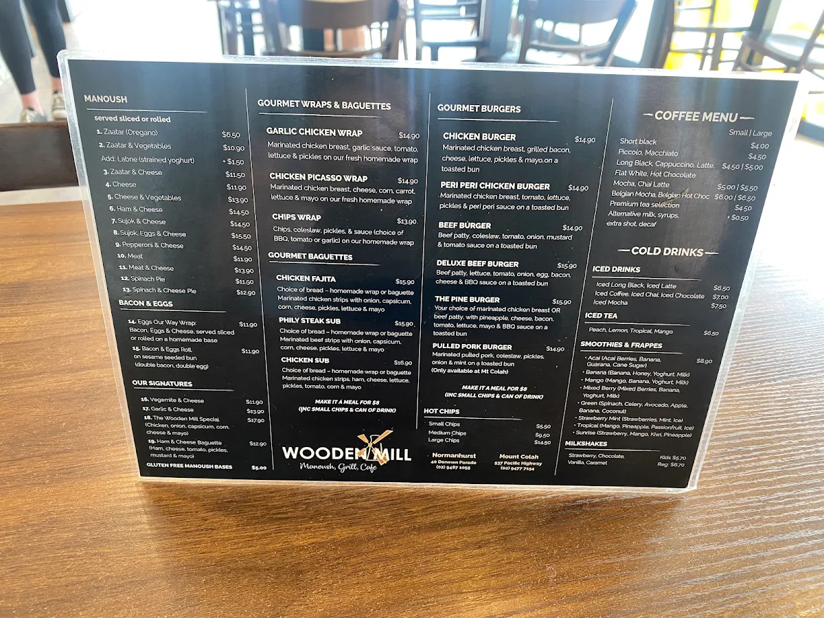 Menu, White Olive , Mount Colah