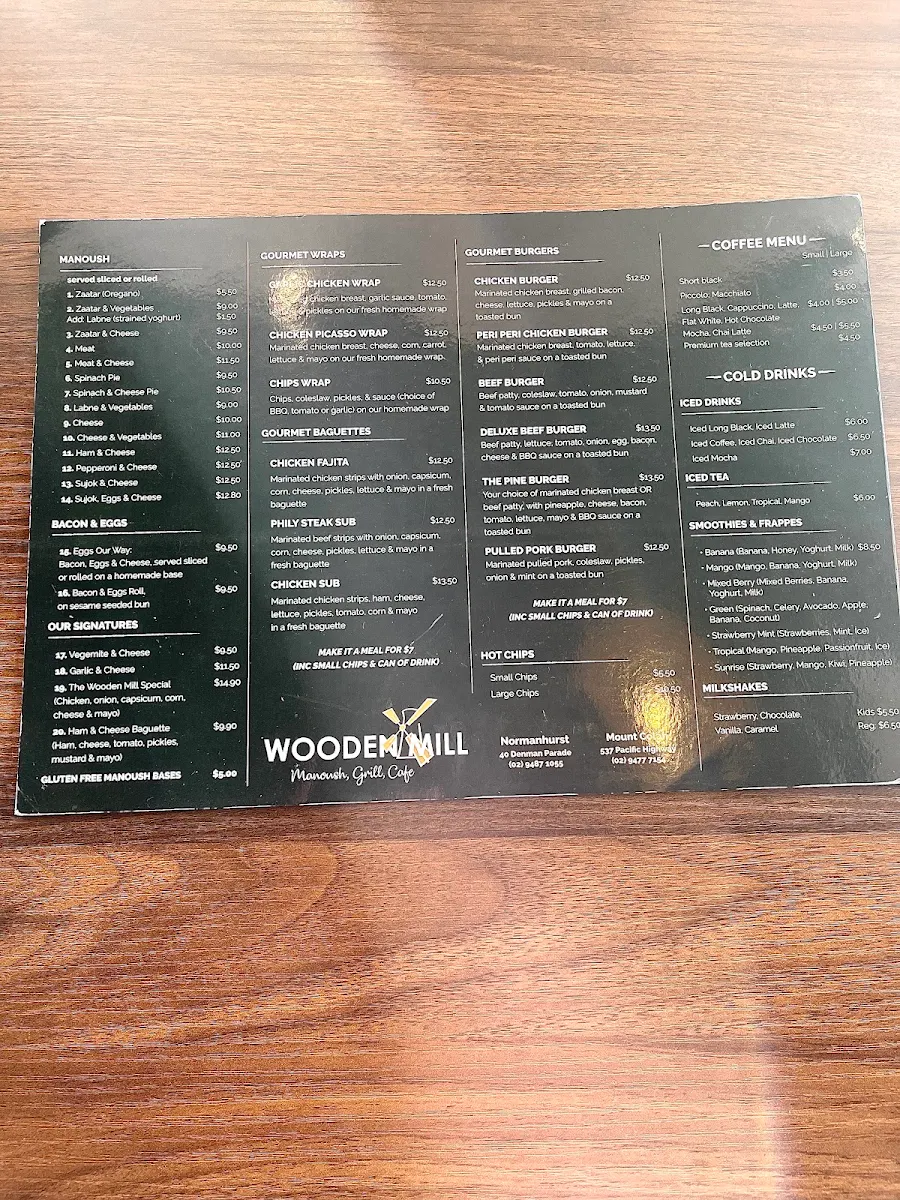 Menu, White Olive , Mount Colah