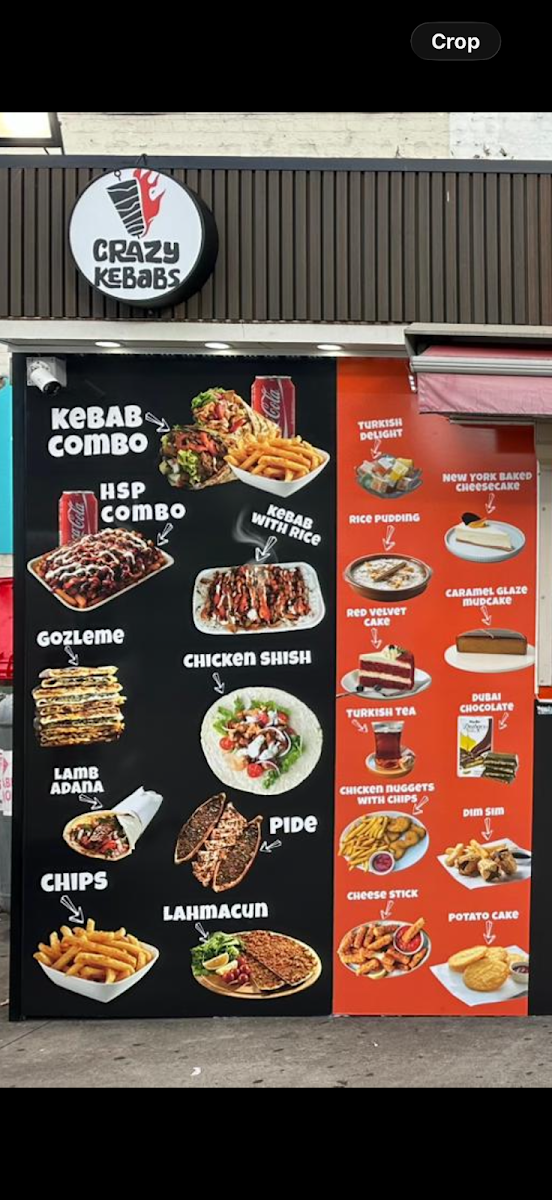 Menu, Crazy Kebabs