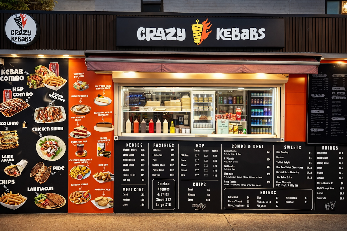 Menu, Crazy Kebabs
