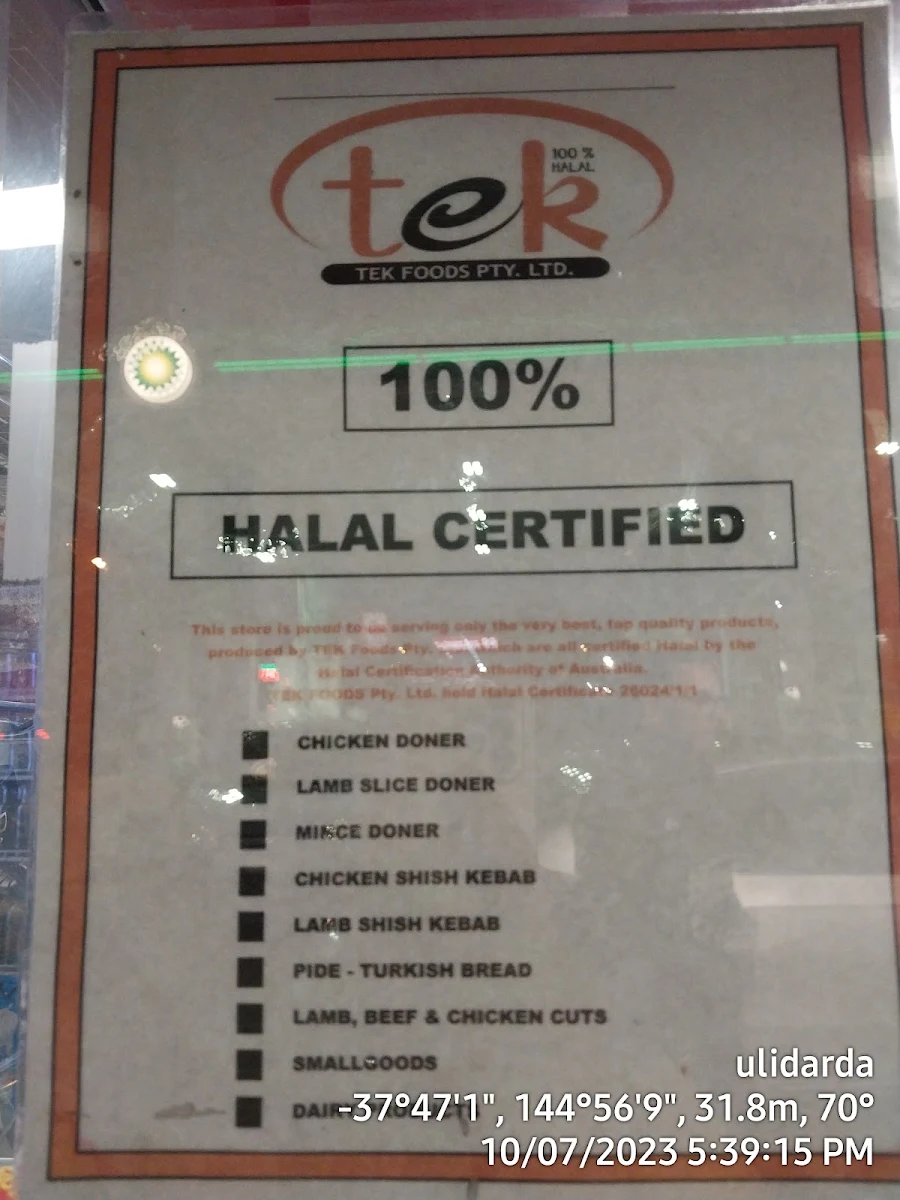 Menu, Crazy Kebabs