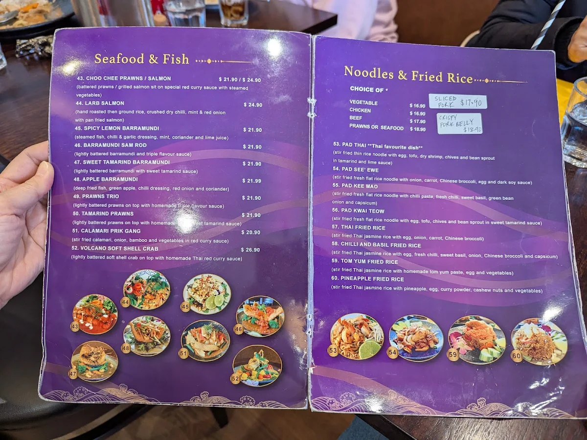Menu, Thanadee Thai Restaurant