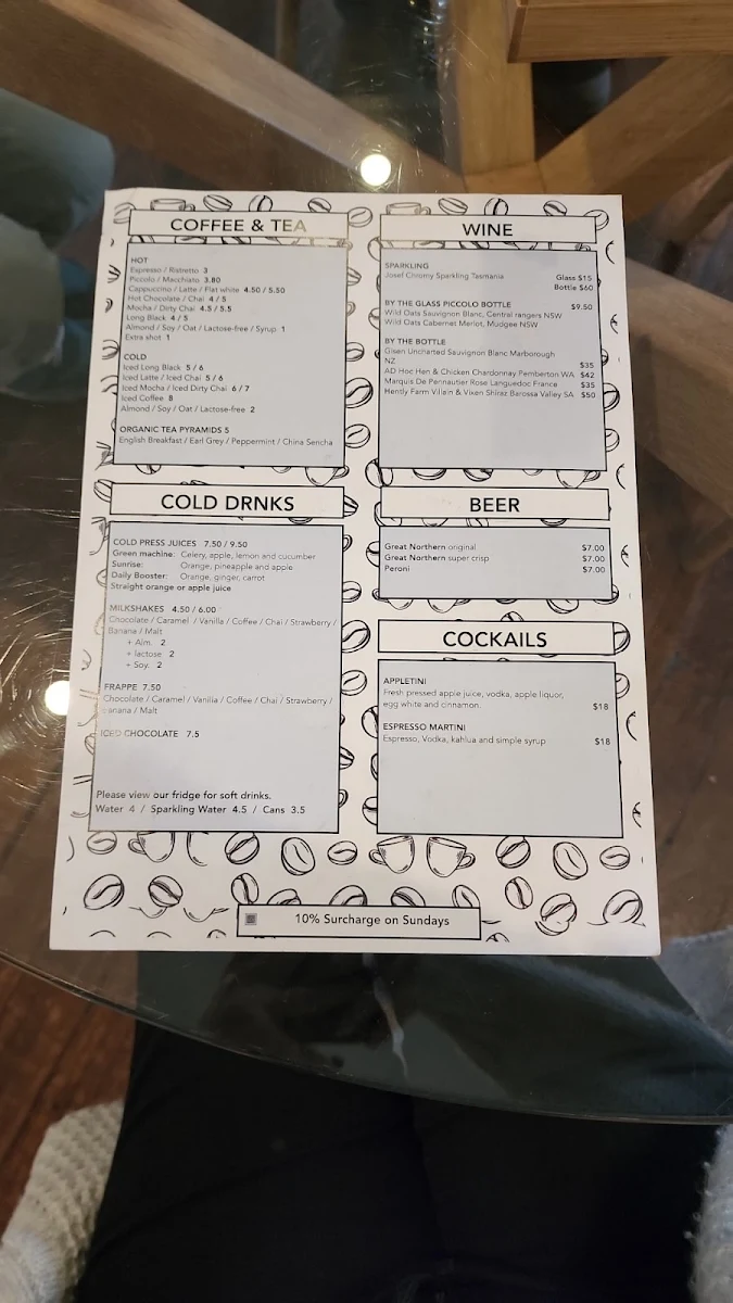 Menu, Cobbitty Bakehouse
