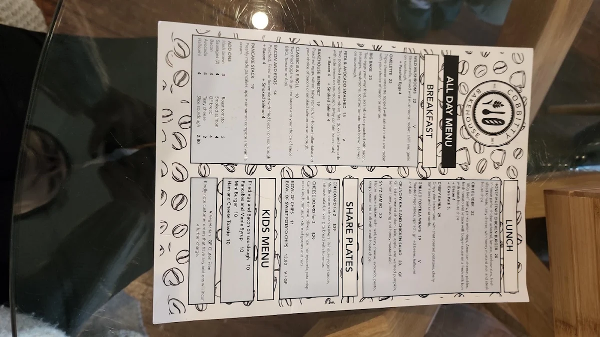 Menu, Cobbitty Bakehouse