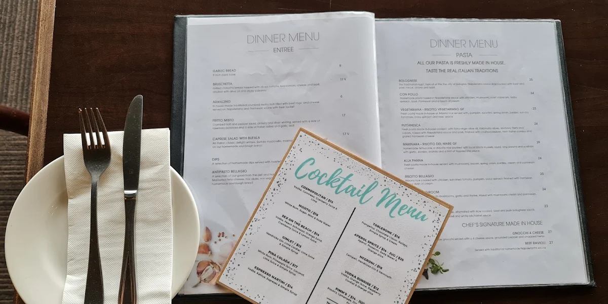 Menu, The Bellagio Family Restaurant