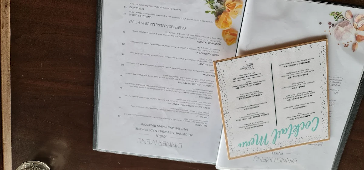 Menu, The Bellagio Family Restaurant