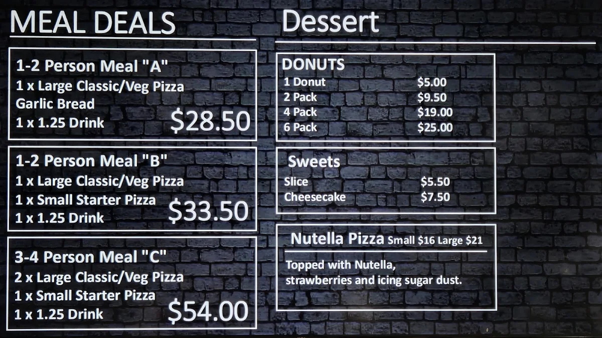 Menu, Flips Pizza Pasta Kebabs Ribs