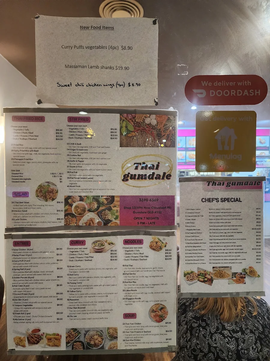 Menu, Thai Gumdale