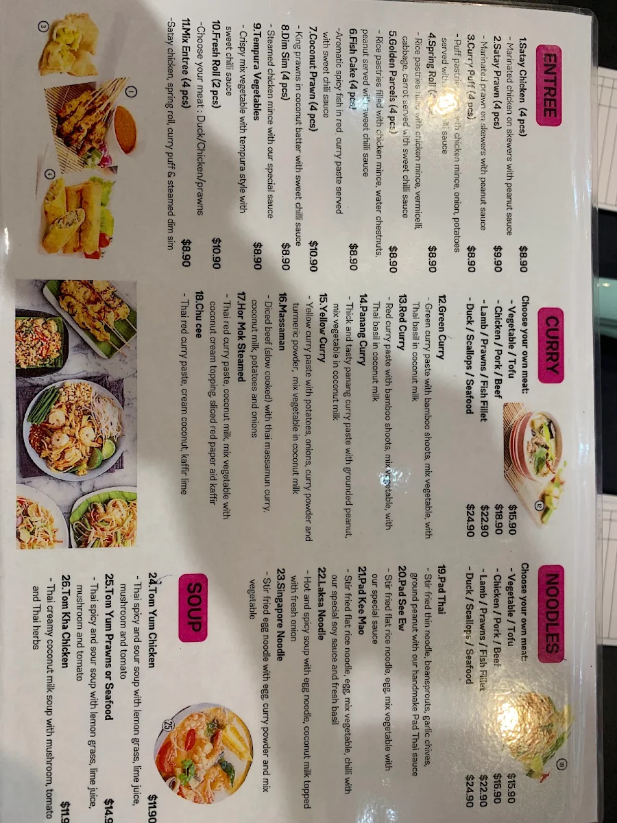 Menu, Thai Gumdale