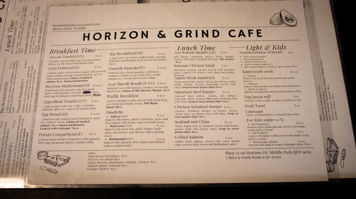 Menu, Horizon and Grind