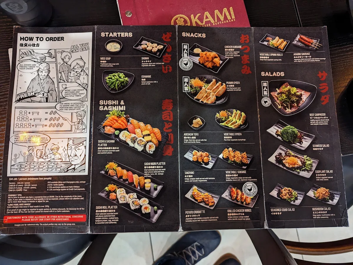 Menu, Okami Japanese Restaurant