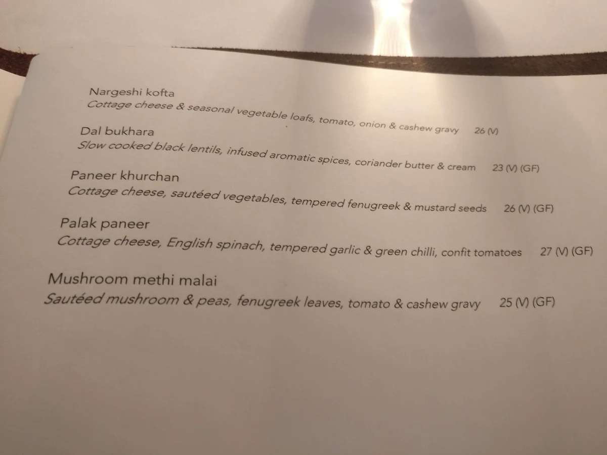Menu, Atta Restaurant