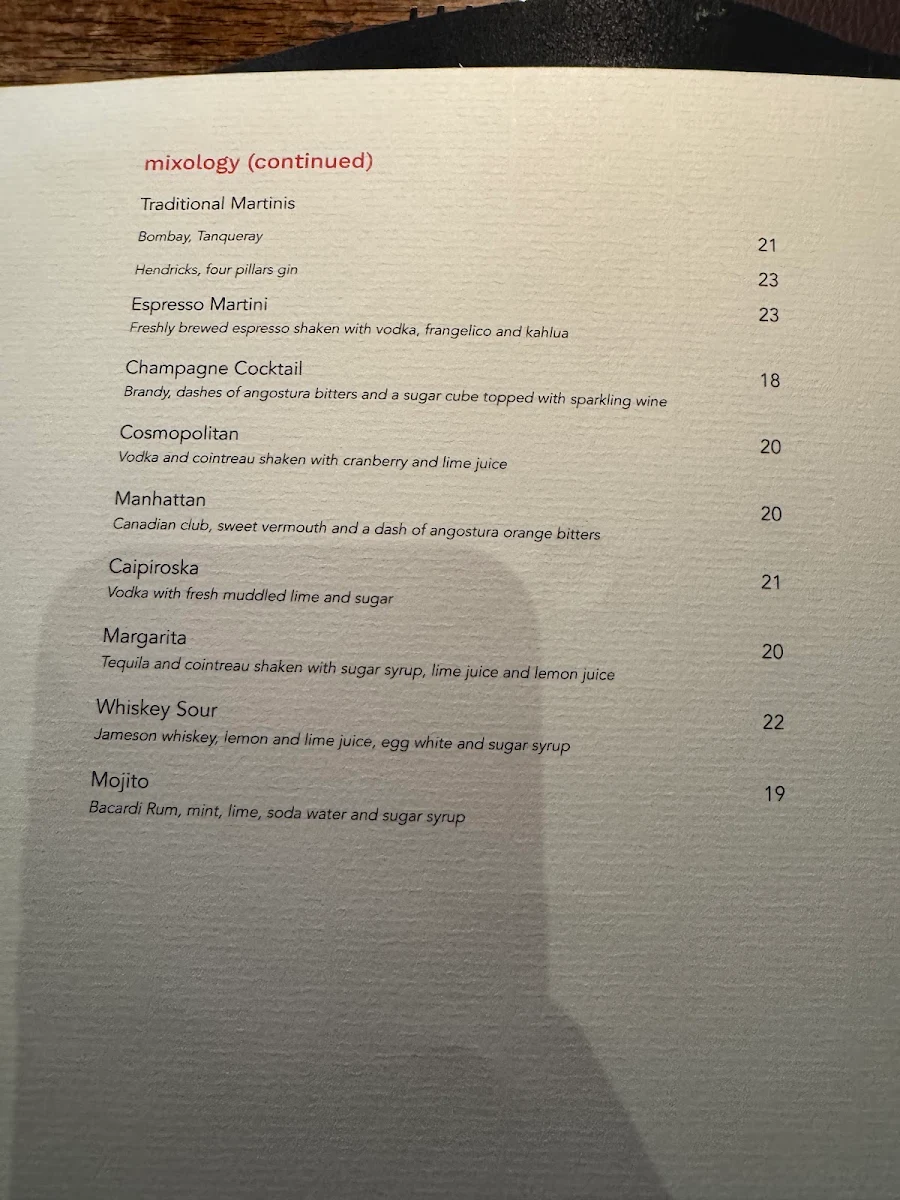 Menu, Atta Restaurant