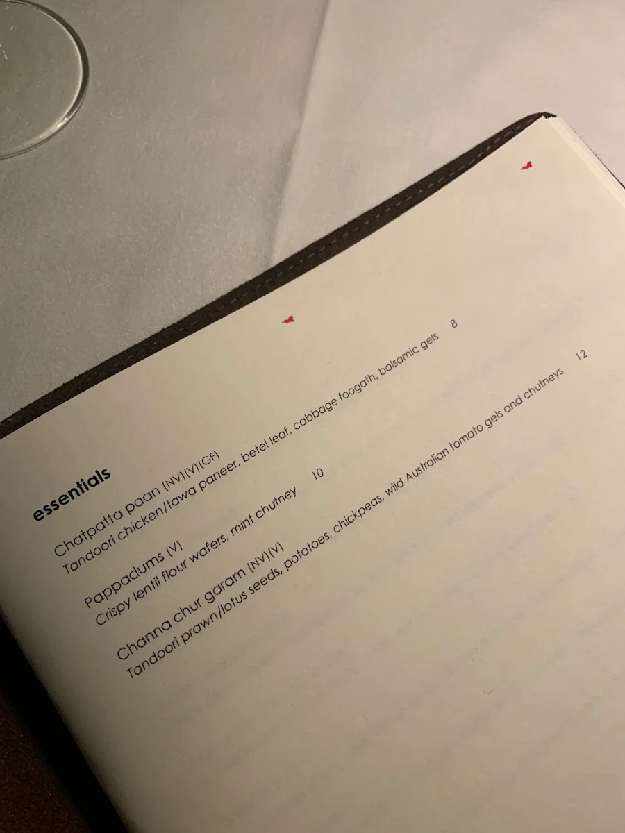 Menu, Atta Restaurant