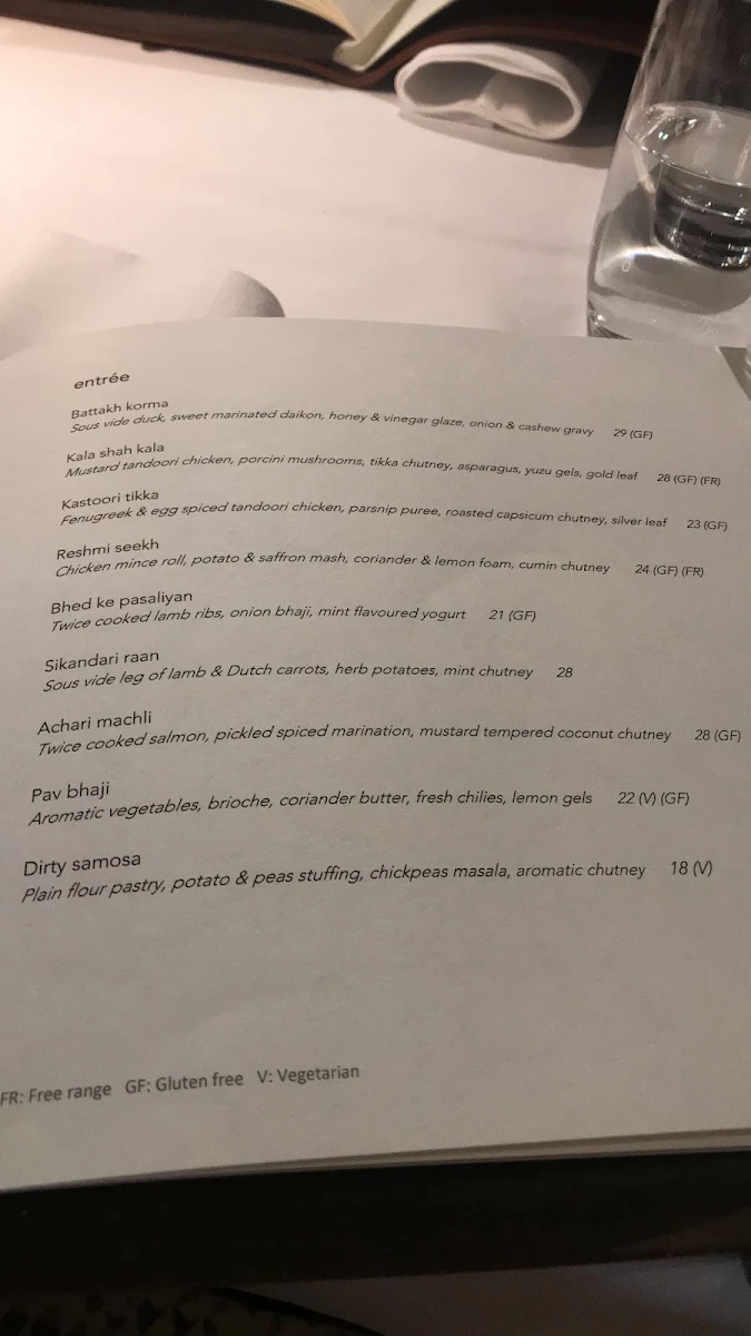 Menu, Atta Restaurant