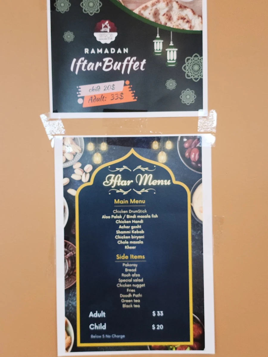 Menu, Saffron Club