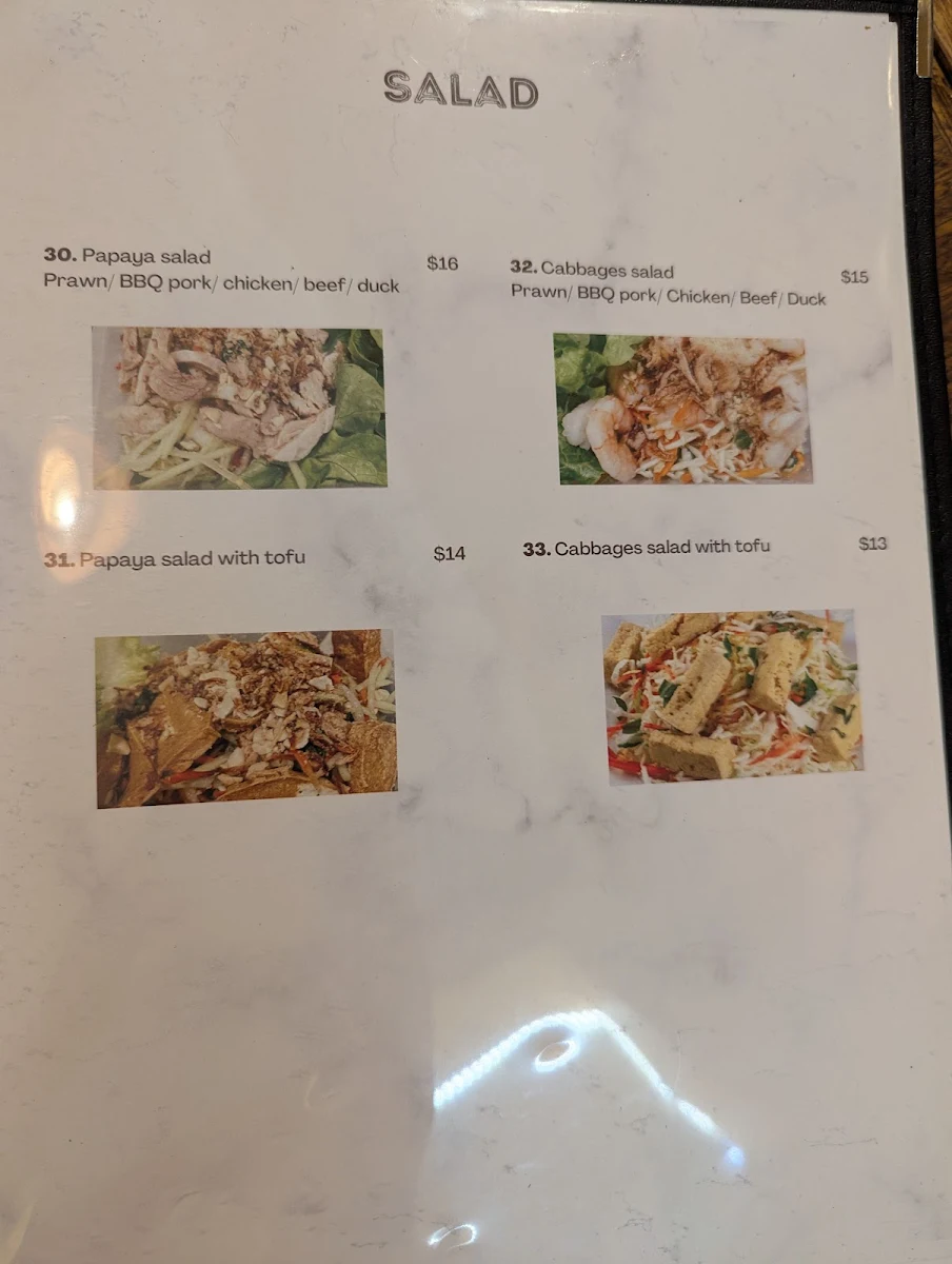 Menu, Pho Nam Dinh Marrickville