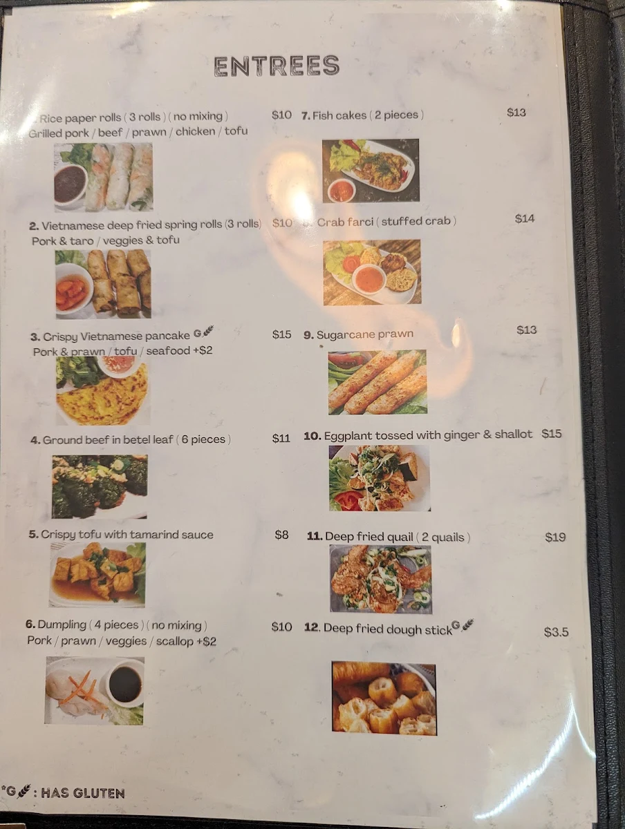 Menu, Pho Nam Dinh Marrickville