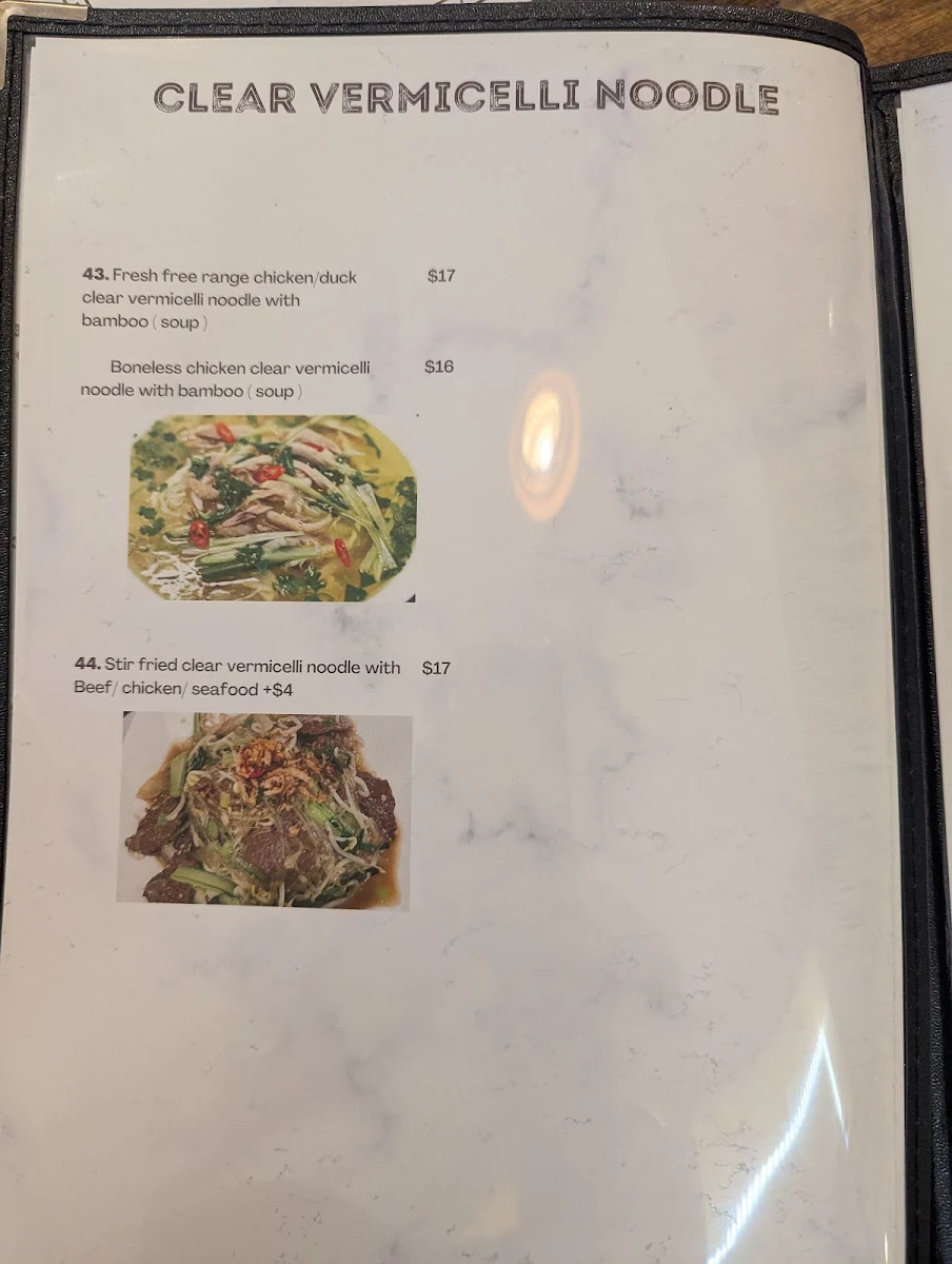 Menu, Pho Nam Dinh Marrickville
