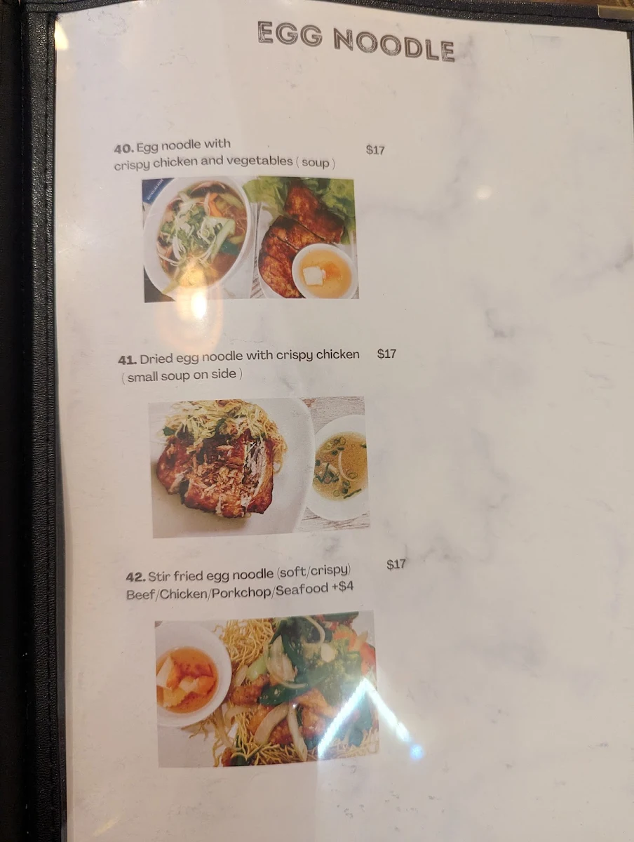 Menu, Pho Nam Dinh Marrickville