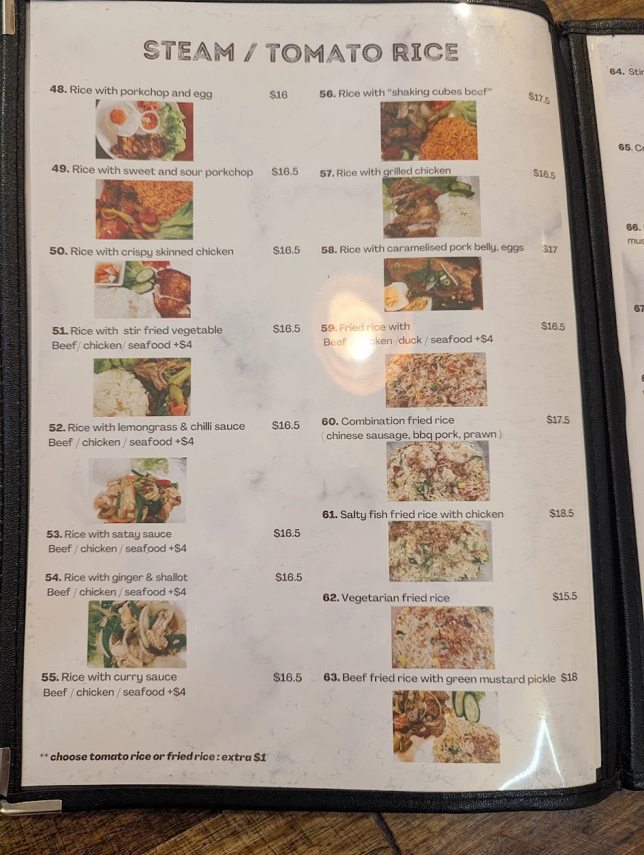 Menu, Pho Nam Dinh Marrickville