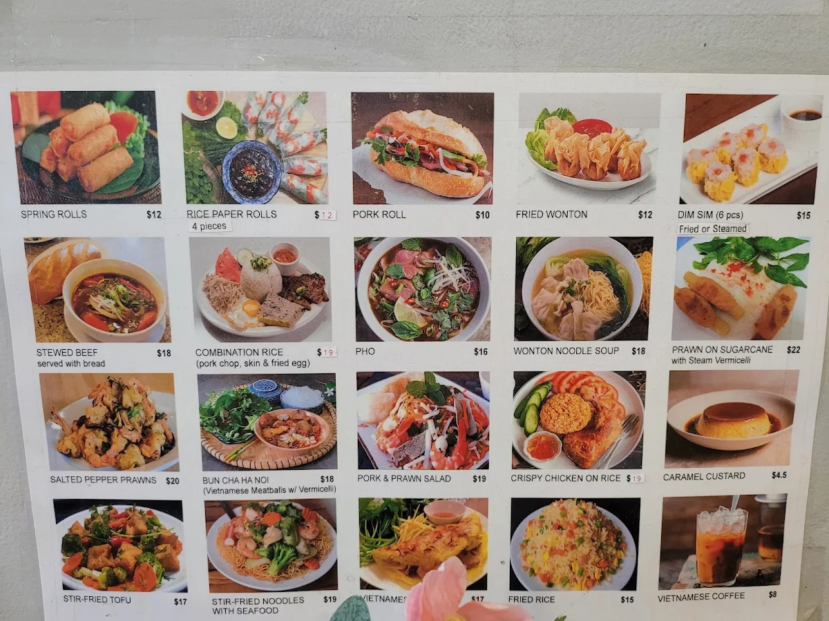 Menu, Water lily Vietnamese restaurant