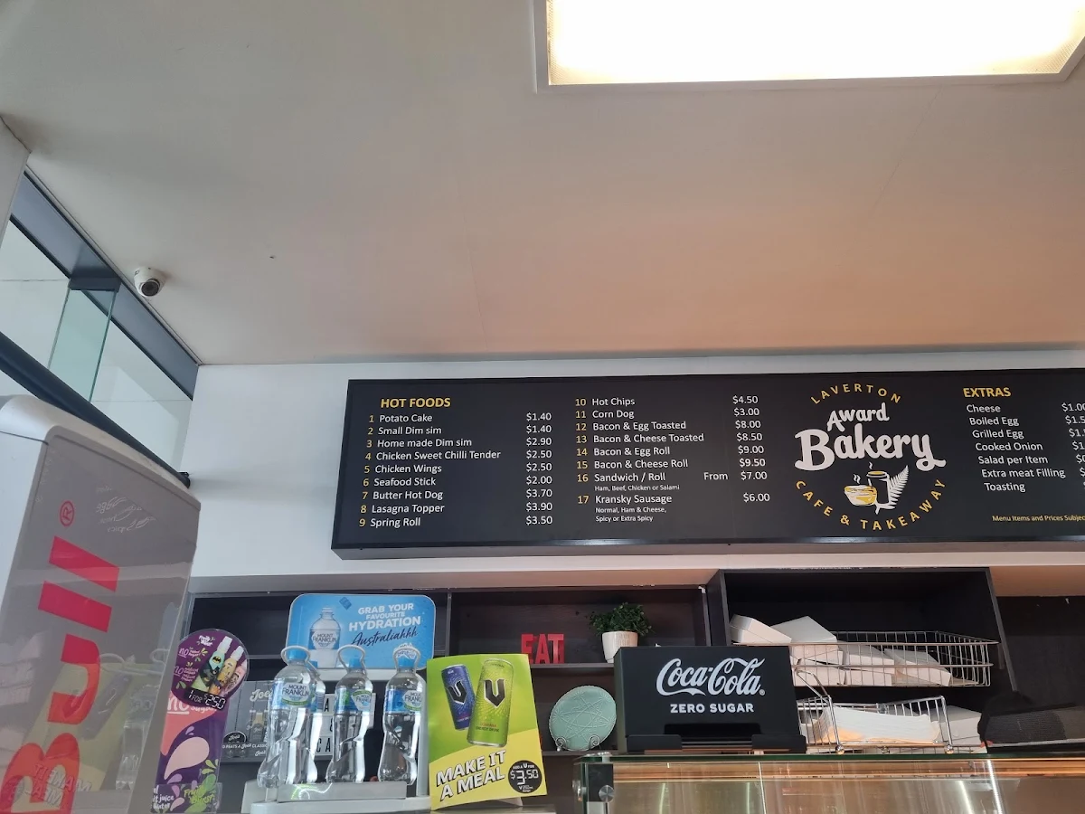 Menu, Laverton Award Bakery Cafe and Takeaway