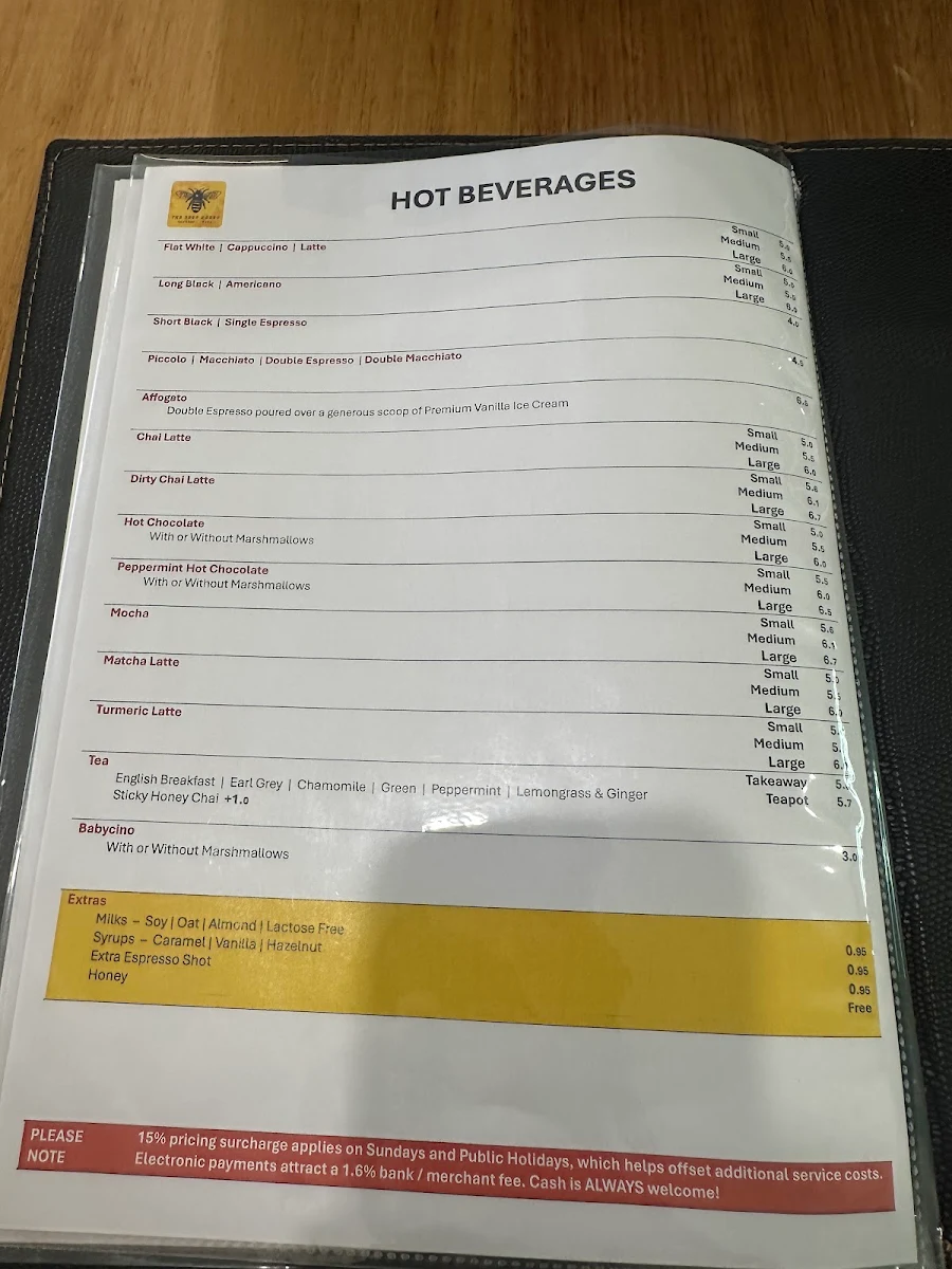 Menu, The Bees Knees Eatery
