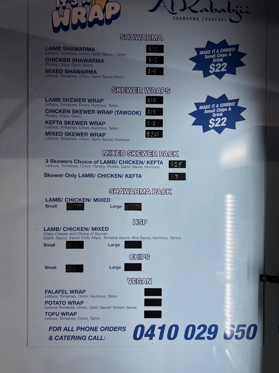 Menu, Al Kababjii